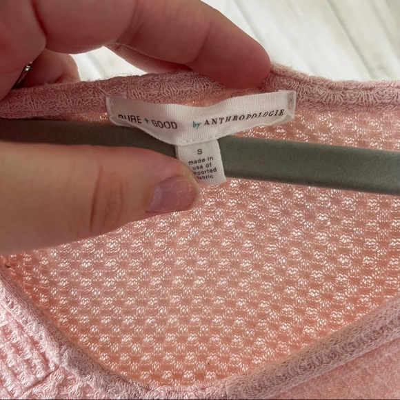 Pure+Good Anthropologie Light Pink Waffle Knit Top - Picture 3 of 6